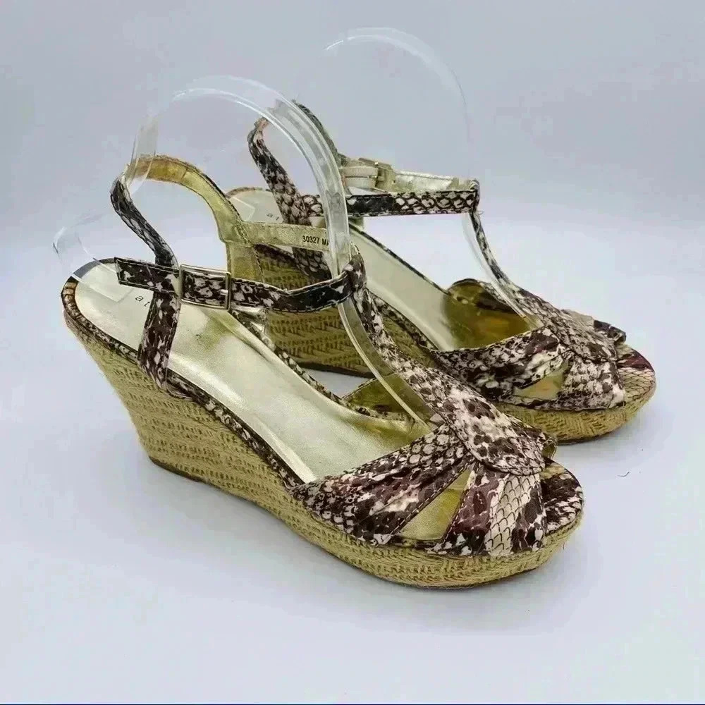 Attention Espadrille Snakeskin Slingback Wedge Sandals